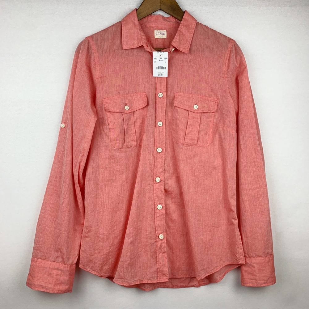 J. Crew NWT The Perfect Shirt Red Button Down Top